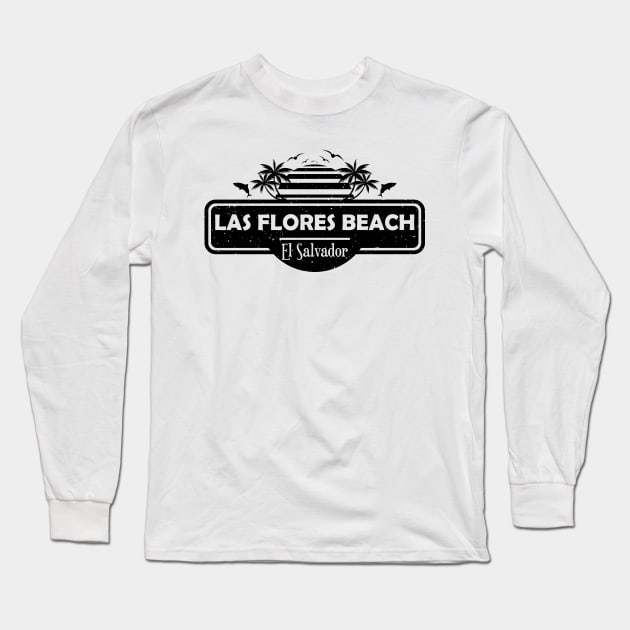 Las Flores Beach El Salvador, Palm Trees Sunset Summer Long Sleeve T-Shirt by Jahmar Anderson